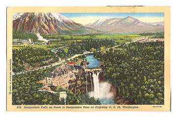 Snoqualmie Falls, Washington, circa 1940, post card