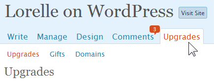 WordPress.com Upgrades Panel