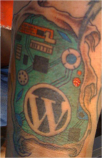 would view his new WordPress tattoo if you were shaking hands with him.