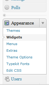 WordPress Widgets Menu under Appearance