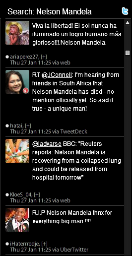 Tweets about rumors of Nelson Mandelas Death