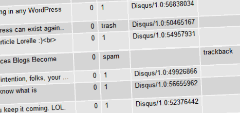 Inside the WordPress MySQL database to remove comment spam and trash