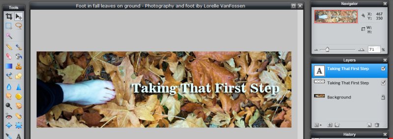Images - Header Art with Photography - Shadow behind text set in Pixlr - Lorelle WordPress School